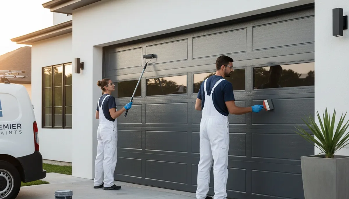 Professional garage door painting in Mesa AZ with UV-resistant desert coating finish